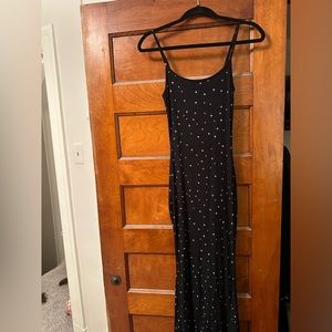 NWT Skims Soft Lounge Long Slip Dress in Onyx Sparkle Print